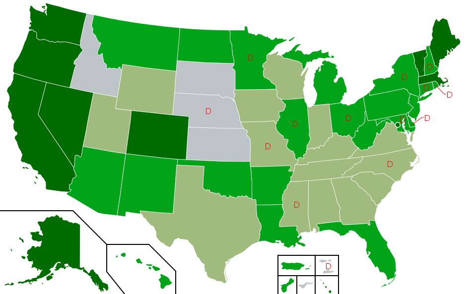 US Map of Marijuana Laws