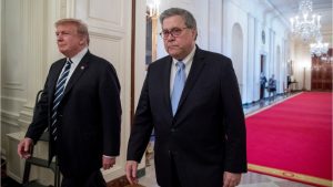 President Trump and William Barr Walk Almost Hand-in-Hand Down a Hall