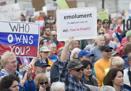 Around 2500 people met at the Minnesota capitol grounds to call on Republican President Donald Trump to release his returns, divest his holdings, and disclose his conflicts of interest.