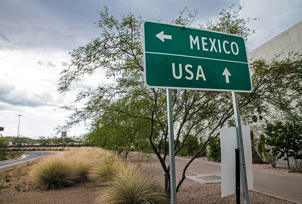 Road Sign at American / Mexican Border