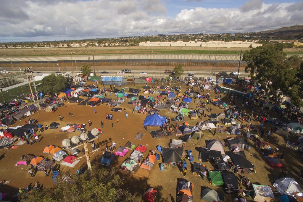 Campamento de la Caravana Migrante en Tijuana